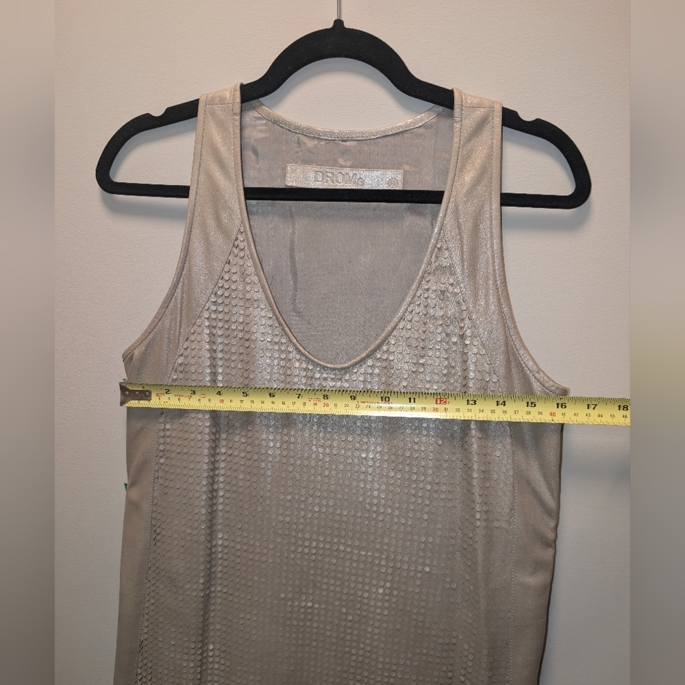 DROMe Metallic Leather Mini Dress M Silver Textured Made in Italy - Picture 6 of 8